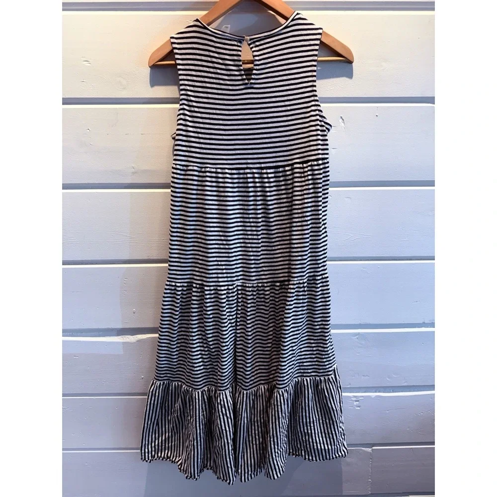 J. Crew crewcuts girls tiered casual sleeveless maxi dress, XL, navy & white
